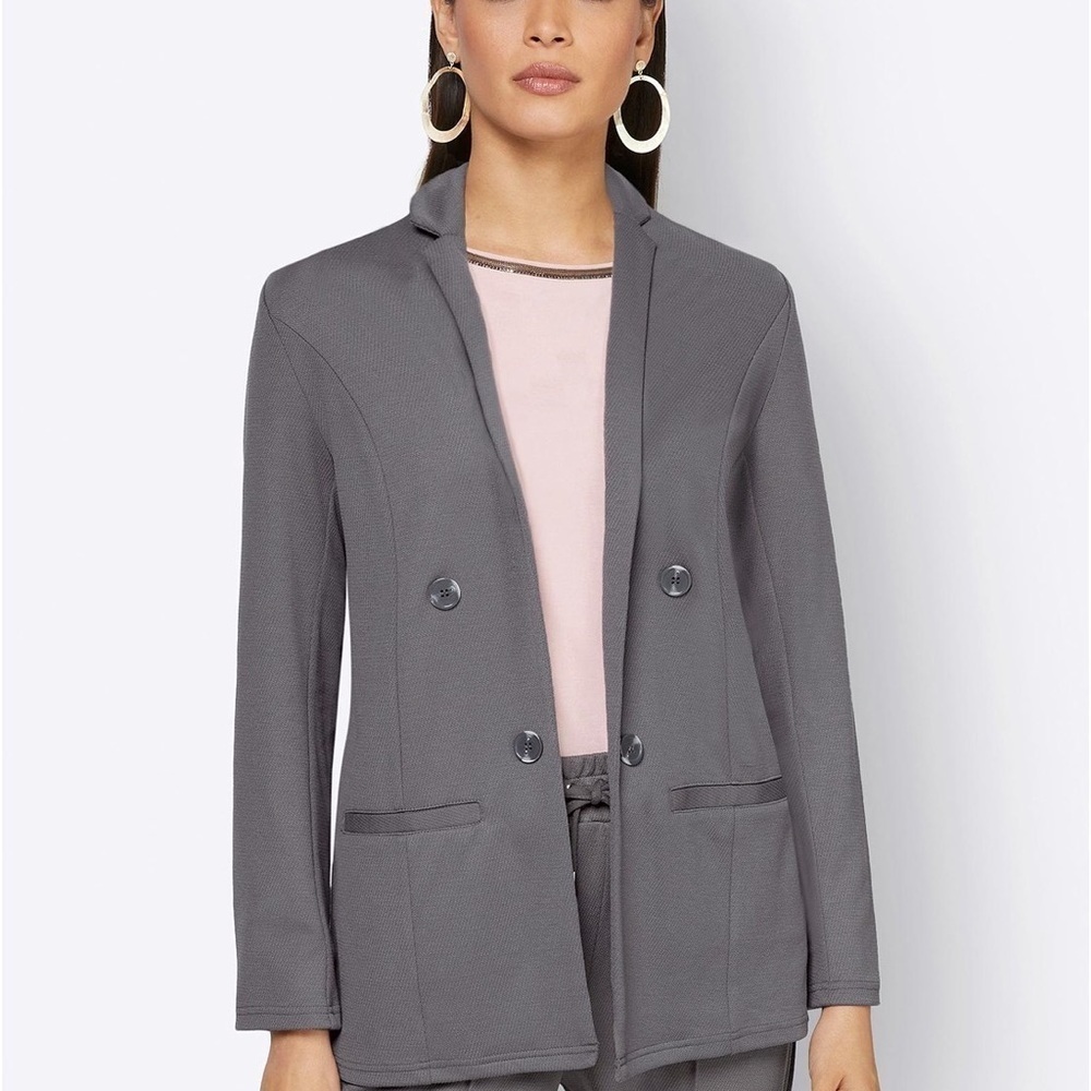 157- Cato Nwot Gray Blazer With Pockets, Size Medium